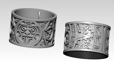 maya aztekisch ring juwel tempel uralt grab indisch artefakt pyramide archäologie mexiko geschichte schmuck druckbar cnc silber 925 gold ringe 3d print model - Mito3D