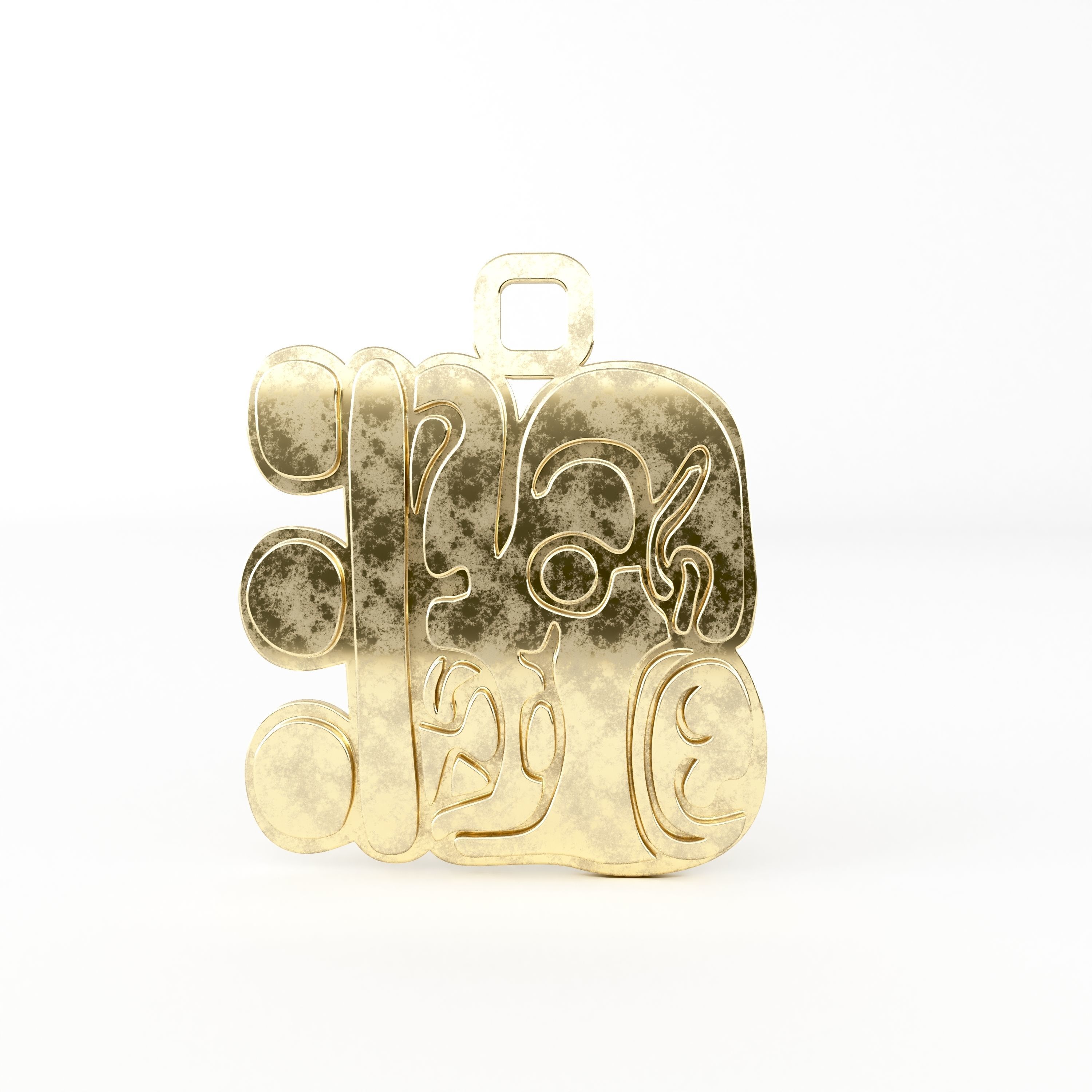 maya pendentif conception or Créatif Amérique américain Indiens originaire 3d impression imprimable lavage additif addition bijoux pendentifs 3D print model - Mito3D