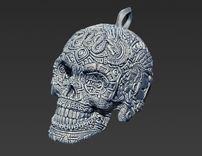 maya cráneo llavero joyería joya oro platino plata imprimible moda precioso motociclista baratija encanto colgante pendiente zbrush esqueleto esculpir 3dprint 3d print model - Mito3D