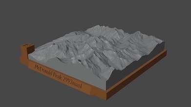 mcdonald pointe Montagne paysage volcan terrain environnement nature photogrammétrie élévation dem science 3d print model - Mito3D