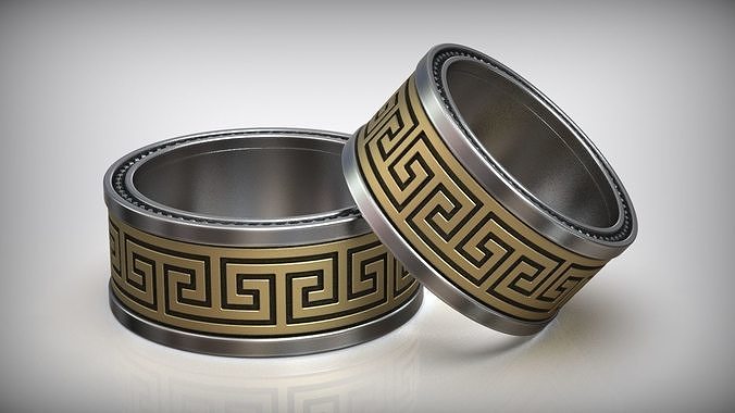 meander greek design wedding band revolving ring style ornament pattern corinthian key jewelry spinning spinner spin eternity rings 3D print model - Mito3D