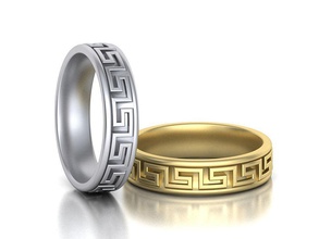 meander wedding ring 3dmodel 5mm wide band jewelry mens fashion printable usa canada europe asia mexico italy rings spiral gold 3d print model - Mito3D