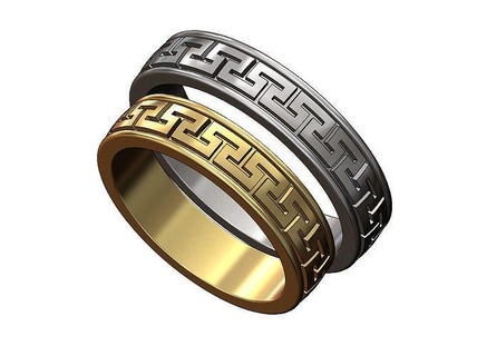 meandre griego llave patrón anillo Grecia banda Boda compromiso Moda joyería joya imprimible oro plata libra esterlina lujo moderno menring hombres Versace anillos 3d print model - Mito3D