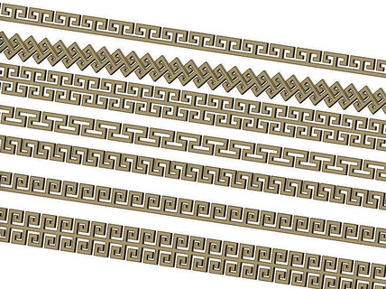 meandre greco chiave modello strisce pannello braccialetto squillare 3dpanel stampabile gioielleria ornamento striscia pizzo Grecia gesso modanatura legna intaglio moda versace arte 3d print model - Mito3D