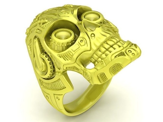 mechaniker schädel ring 4057 schmuck mode zubehör gold diamant männer design ringe 3d print model - Mito3D