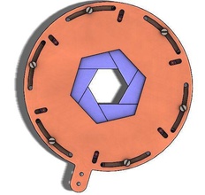 sürgülü mekanik iris hexagon kesmek lazer 3d yazdır model panjur mekanizma kamera açık kapat kapı merkez altıgen hobi kendin yap robotik diyafram 3d print model - Mito3D