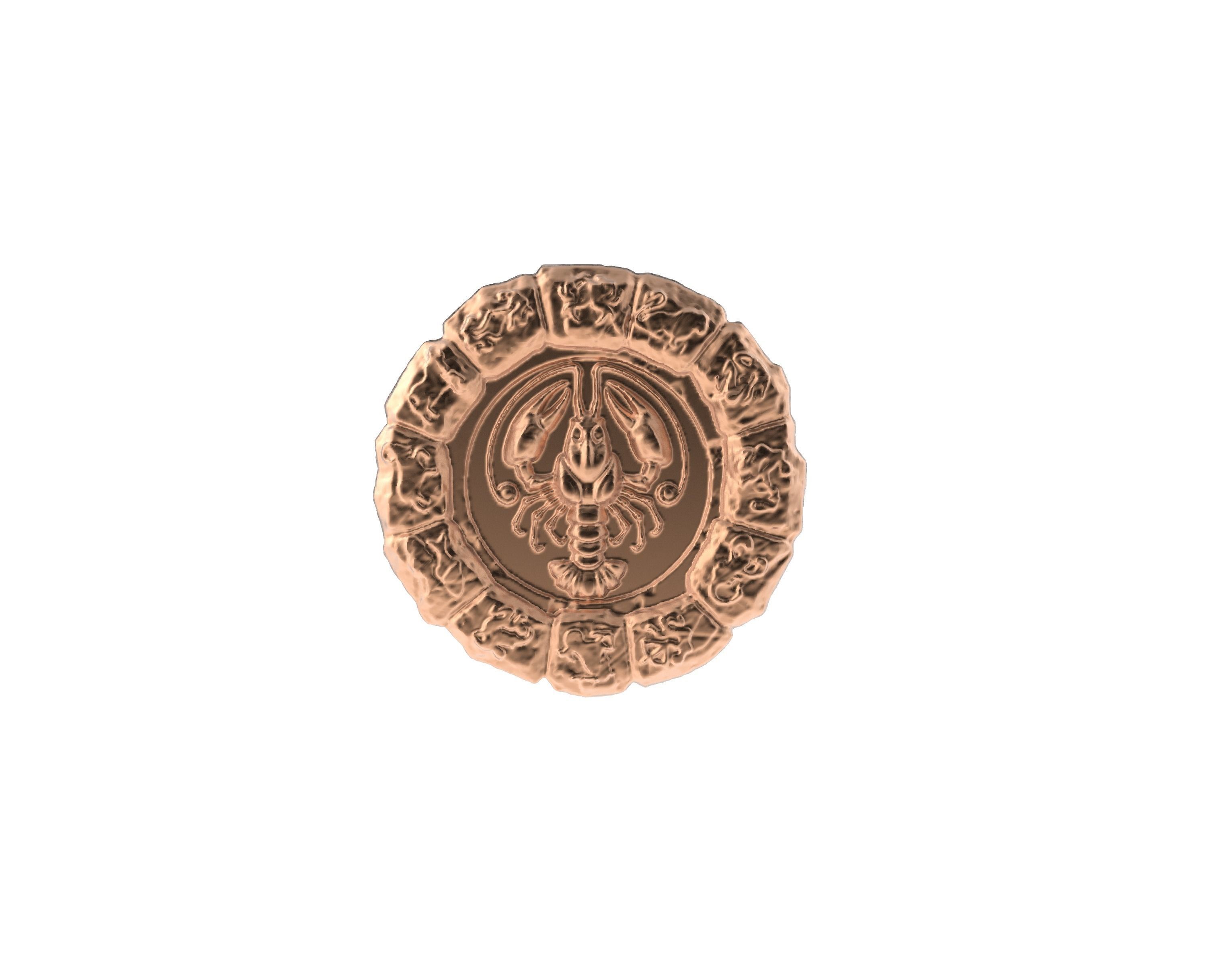 médaille astro cancer art astrologique astrologie badges panneaux destin foi horoscope oroscopo signe zodiaque médaillon logos 3D print model - Mito3D