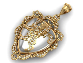 Medaille Löwe Schmuck Andenken souvenir - lion gem diamond Anhänger 3d print model - Mito3D