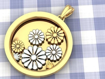 Medaille Halskette Gold Schmuck Anhänger Diamant druckbar Juwel Sterling Halsketten 3d print model - Mito3D