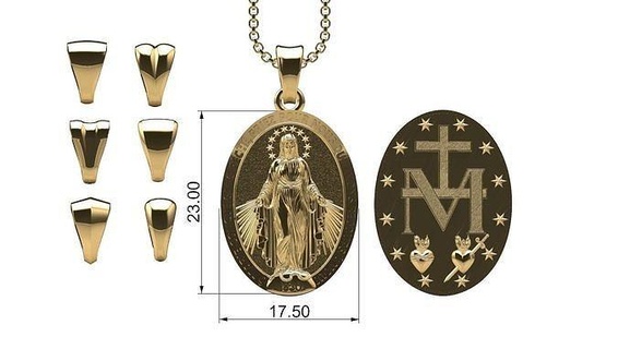 medalha miraculeux Nossa senhora das religieux médaille pingente pendentif or religion bijoux pendentifs 3d print model - Mito3D