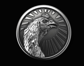 medallion fighting cock rooster coq fight fighter chicken art coins badges 3d print model - Mito3D