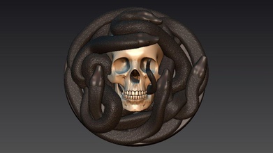 medallón de cráneo serpientes juegos-juguetes el las oscuro cabeza prop props cosplay 3d 3dprinting stl 3dmodel juegos los juguetes otros 3d print model - Mito3D
