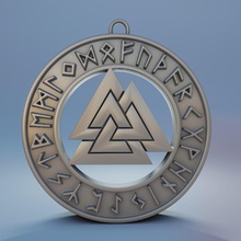 medallion valknut 3d print jewelry scandinavian coulomb symbol 3dprint mystic magic ornament pagan heathen sign seal round other 3d print model - Mito3D