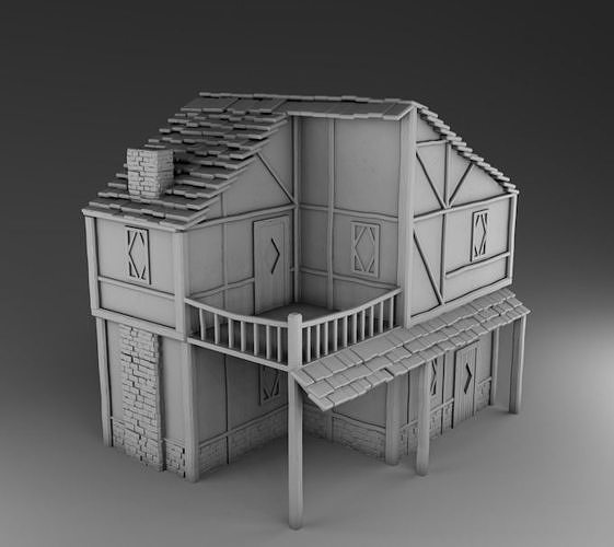 Ortaçağa ait mimari Ayarlamak 1 orta Çağlar şövalye cadılar ev bina 3dmodels 3dprinting oyunlar oyuncaklar 3D print model - Mito3D