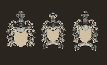 blason medieval - escudo de armas stl cnc artcam aspire 3dprint carving relief jewelry woodcarving brooch art shield blazon helmet decoration retro imperial baroque antique ornate heraldry 3d print model - Mito3D