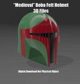 medieval boba fett capacete mandaloriano Guerra Estrelas arte varreduras réplicas 3d print model - Mito3D