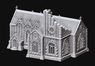 medievale chiesa is parzialmente distrutto edificio casa città espressione tetto architettura 3d print model - Mito3D