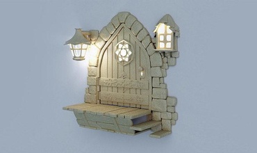 medieval door - light architecture decoration fairy lamp gate decorative doorway gateway lantern tooth goblins fantasy entry open opened games toys game accessories 3d print model - Mito3D