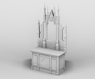 medieval mueble interior clásico impresión 3dprintmodel casa habitación decoración espejo menaje gótico 3d print model - Mito3D
