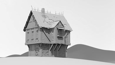 medieval casa vila arquitetura escudo 3d print model - Mito3D