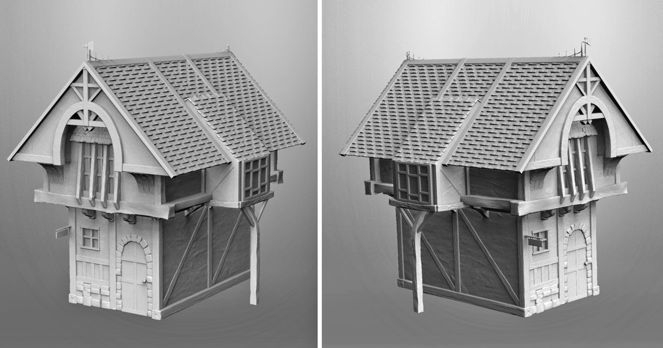 médiéval maison village architecture bouclier 3D print model - Mito3D