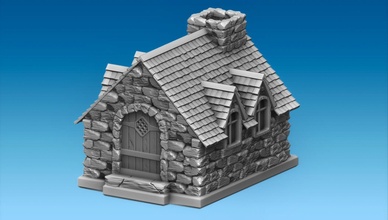 medievale casa villaggio architettura scudo all'aperto 3d print model - Mito3D