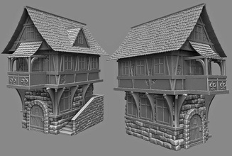 medieval house building architecture bungalow home people wood interior hotel family brickwork knight fantasy castle suburban residential residental 3d print model - Mito3D
