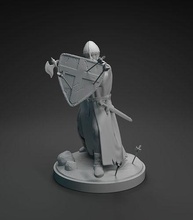 medieval knight axe intended 3d printing miniature fantasy armor melee warrior teutonic mini minis figure statue sculpture printable wargame boardgame crusader history templar shield art sculptures 3d print model - Mito3D