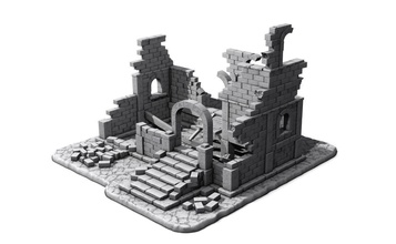 medieval ruins old retro architecture house building tower art illustration brick traditional village 3d print model - Mito3D