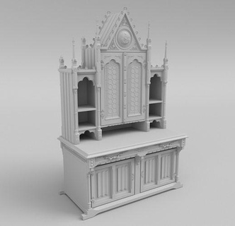 medievale traliccio petto mobilia interni stampa 3dprintmodel Casa 3d print model - Mito3D