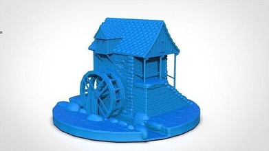 medieval water wheel house 3d printable art deco outdoor 3d print model - Mito3D