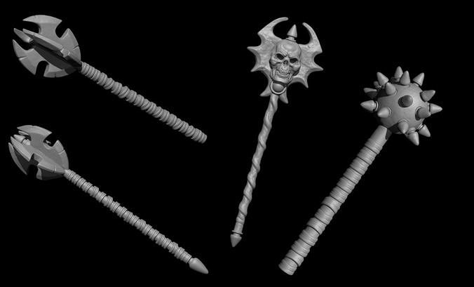 medievale armi mazza pacco 3d stampa arma cavaliere mischia spada armatura casco lame 3dprint taglio pugnale guerra lama matematica scudo ascia giochi giocattoli 3D print model - Mito3D