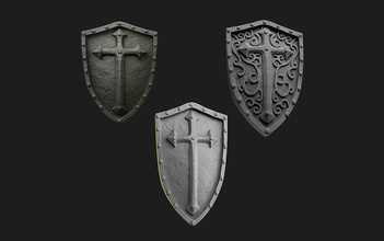 medieval weapons shield pack fantasy weapon armor knight sword warrior amored crusader building melee old blunt horseman helm armour king bladed village games toys 3d print model - Mito3D