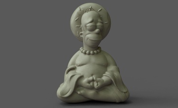 meditativ homer simpsons ausruhen achtsam bewusst karikatur religion vertrauen krapfen sammelbar buddha komisch cool spiele spielzeuge 3d print model - Mito3D
