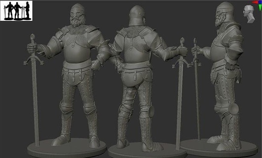 mediveal knight warrior one hand sword figurine 3d print medieval military weapon armor melee game blade bladed fantasy cutting shield crusader armour games toys board 3d print model - Mito3D
