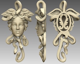 méduse pendentif argent 925 artcam zbrush cnc imprimable bijoux grec mythologie ancien grèce pendentifs art 3d print model - Mito3D