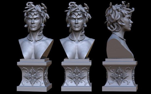 medusa snake mythology greek bust statue pendant sculpture art poseidon zeus atena perseu fantasy sculptures 3d print model - Mito3D