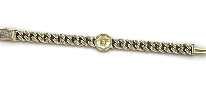 medusa - cuban link chain bracelet jewelry strength connection accessory gold silver platinum necklace diamond diamonds printable bracelets famous imposing 3d print model - Mito3D