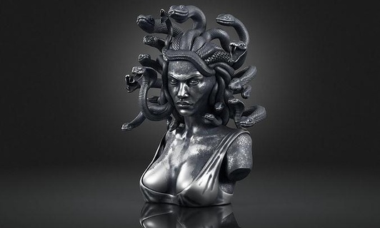 medusa a01 printable art sculpture greek snake mythology gold jewellery head medusabust bust sculptures 3d print model - Mito3D