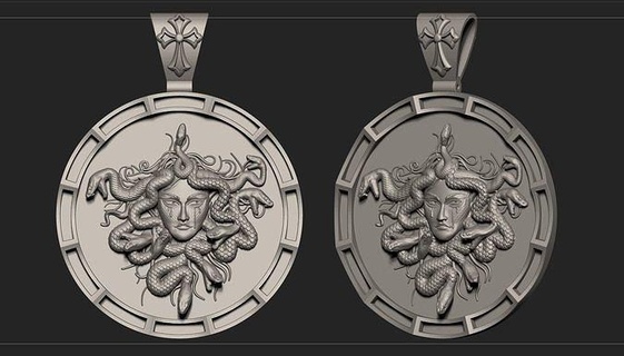 medusa bas relief 3d yunan mitoloji tanrı tanrıça kolye rahatlama heykel büst takı mücevher madalyon baş sanat heykeller 3d print model - Mito3D