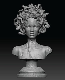 Meduse Büste Skulptur Statue Frau Antiquität Skulpturen Kunst uralt griechisch 3d print model - Mito3D