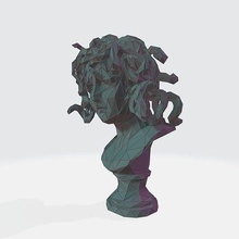 meduse büste drahtmodell voronoi maschendraht gittergewebe dekor statue modern kunst dekoration draht 3d skulptur lowpoly griechisch mythologie wirbel skulpturen 3d print model - Mito3D