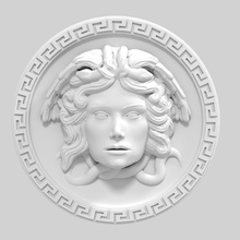 medusa decoración elemento arquitectura plato grecia griego edificio estilo serpiente mujer alas pluma patrón casa 3d print model - Mito3D