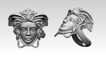 medusa detailed ring versace woman girl man head face snake jewel jewelry printable cnc symbol antique silver gem sculpture art rings 3d print model - Mito3D