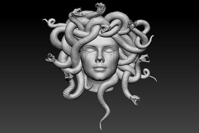 medusa face snake jewelry printable gold pendant versace pendants 3D print model - Mito3D