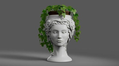 medusa gorgon vazo 3d yazdır model dekorasyon dekor bitki dekoratif kadin kadın baş efsanevi tencere çiçek yılanlar yaratık heykel heykelcik büst büyülü vesika ev aksesuarlar sanat heykeller 3d print model - Mito3D