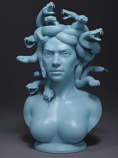 meduse wirbel griechisch mythologie göttin gottheit anhänger linderung skulptur büste bas schmuck medaillon kopf gesicht kunst skulpturen 3d print model - Mito3D