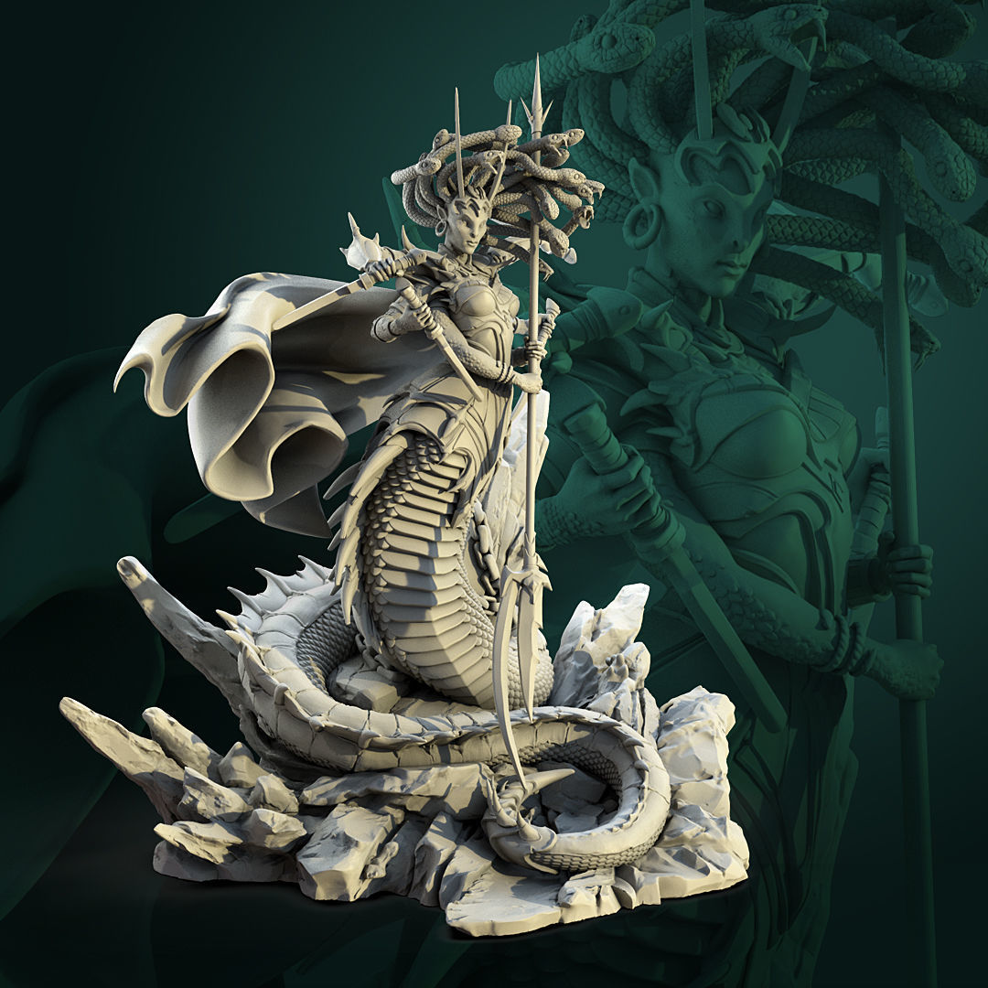 medusa heroic miniature 32mm 75mm pre-supported tabletop boardgame toys game miniatures 3dminiature 3dprinting wargame fantasy highquality figurine creature fictional naga games board 3D print model - Mito3D