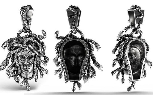 medusa ışık ağırlık yılan kolye Versace zbrush Yunan mitoloji Tanrı mitolojisi kadın yılanlar mitolojik Katolik isa madalyon maske yılanbaşı takı 3d print model - Mito3D