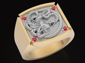medusa man ring sculpture jewelry gold silver versace fashion men manring printable platinum sterling pendants rings luxury diamond 3d print model - Mito3D